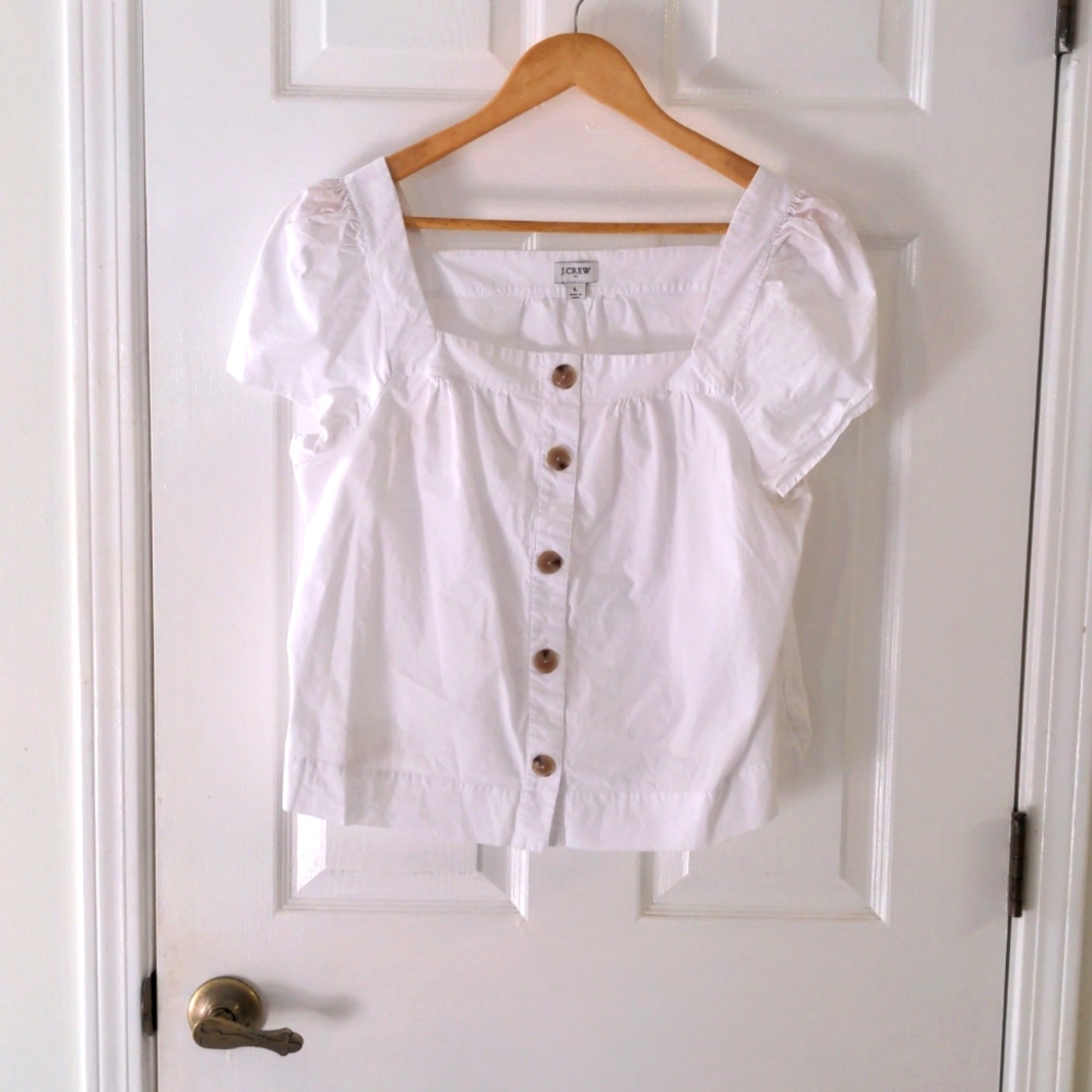 Light Weight Cotton J Crew White Top Size Large